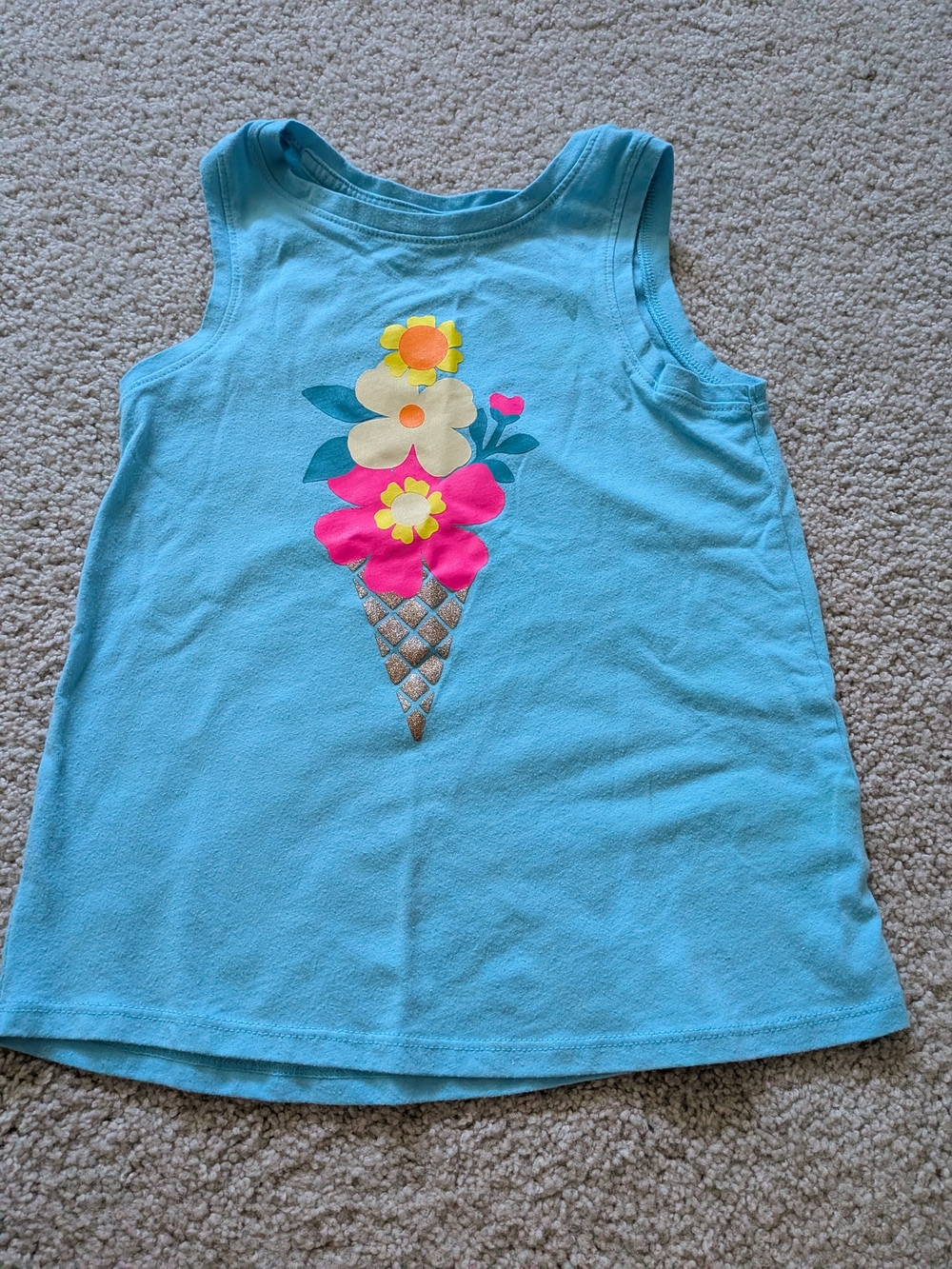 Girls' Blue Floral Ice Cream Cone Tank Top